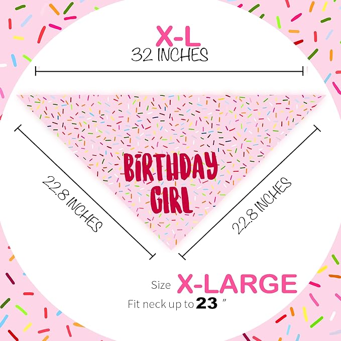 Birthday Girl Dog Bandanas 1 Pack, HBD Pet Scarves - Image 2