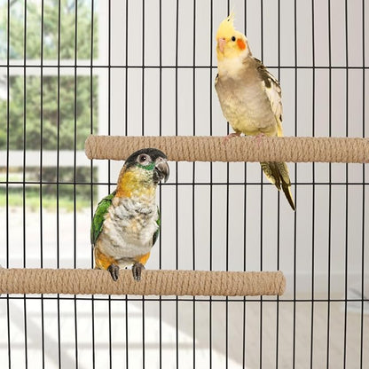 Hypeety Bird Perch Stand Natural Wood Parrot Hemp Rope Perch Birdcage - Image 7