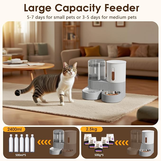 Automatic Gravity Cat Dog Feeder and Water Dispenser - Image 2