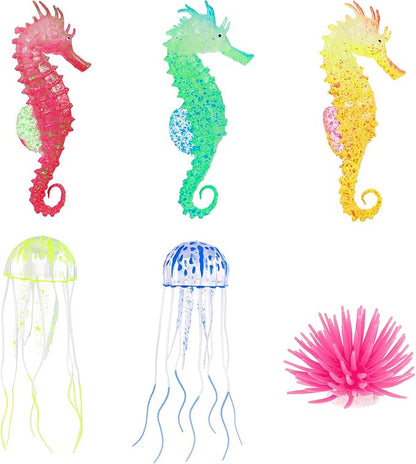 Lpraer 6 Pieces Glow Aquarium Ornaments Artificial Glow Floating Jellyfish - Image 6
