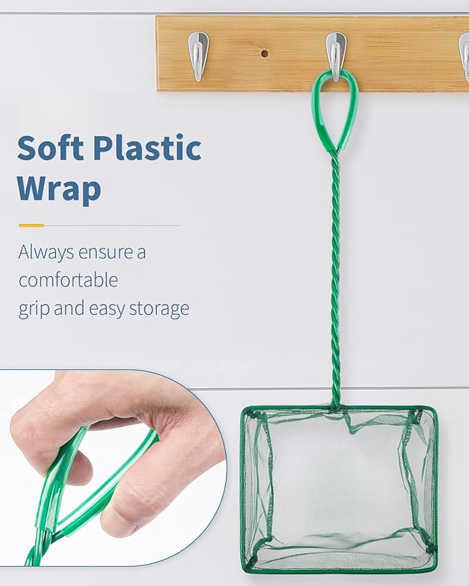 Pawfly Aquarium Fish Net with Braided Metal Handle Square Net with Soft Fine - Image 6