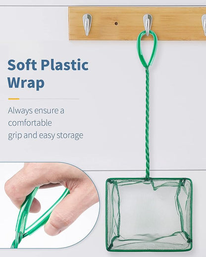Pawfly Aquarium Fish Net with Braided Metal Handle Square Net with Soft Fine - Image 6