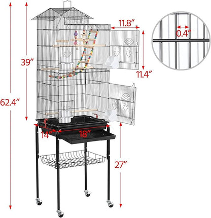 Yaheetech Bird Cage 64'' Medium Small Parrot Parakeet Bird Cages - Image 4