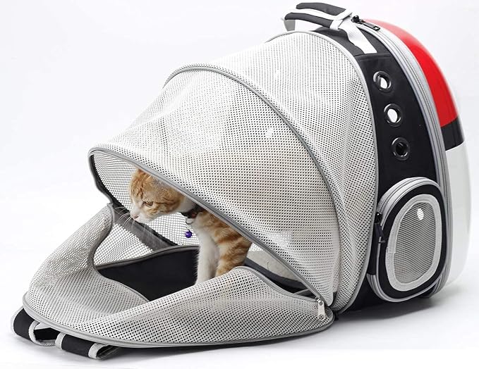 Back Expandable Cat Backpack Carrier, Fit up to 12 lbs, Hard Shell Bubble Dome - Image 5