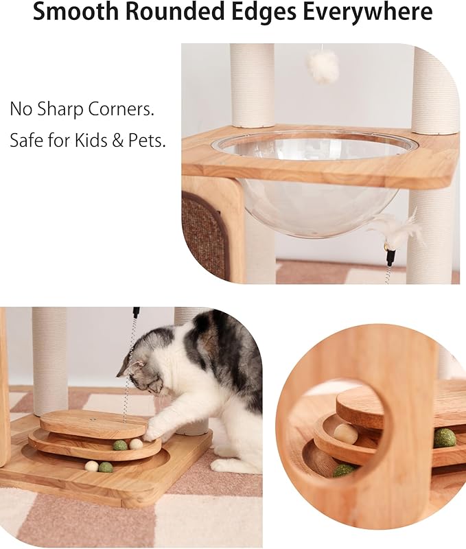 Wood Cat Tree for Large Cats, Modern Cat Tree Tower - Image 6