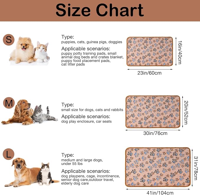 Dono 1 Pack 6 Dog Blankets, Soft Fluffy Fleece Pet Blanket Warm Sleep Mat Paw - Image 2