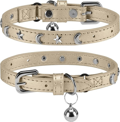 Leather Cat Collars for Boy Girl Cats by DILLYBUD