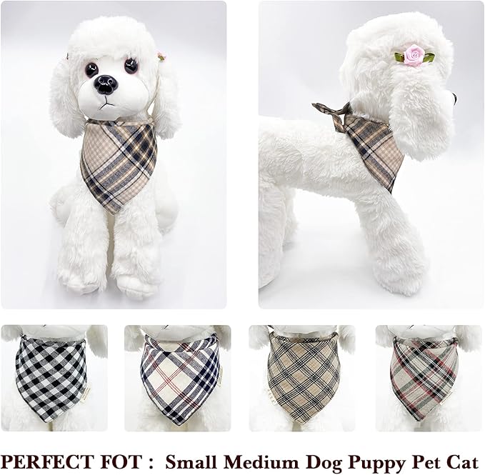 Fall 5PCS Dog Bandanas with Button - Image 4
