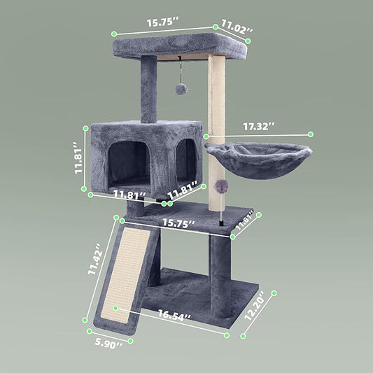 Cat Tree with Cat Condo and Hammock, Cat Tree with Scratching Posts and - Image 2