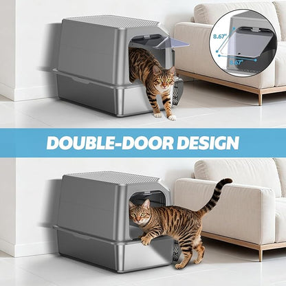 Enclosed Stainless Steel Cat Litter Box - Image 5