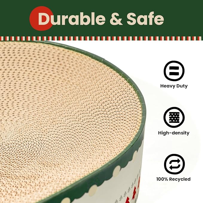 Cat Scratcher Bed, 2 in 1 Oval Cat Scratching Board - Image 4