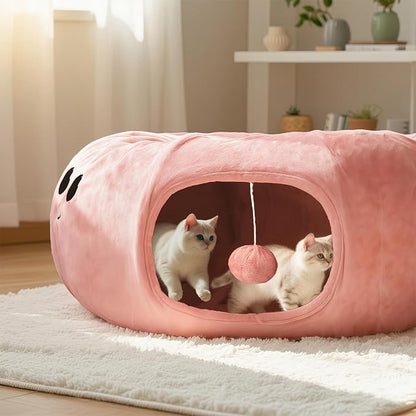 Cat Tunnel Bed with 20 Cat Toys, Collapsible Play Tunnel - Image 3