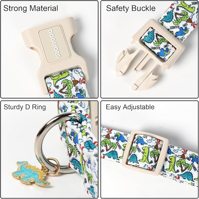DOGWONG Dinosaur Dog Collar-Cute Green Dinosaur Dog Collar - Image 3