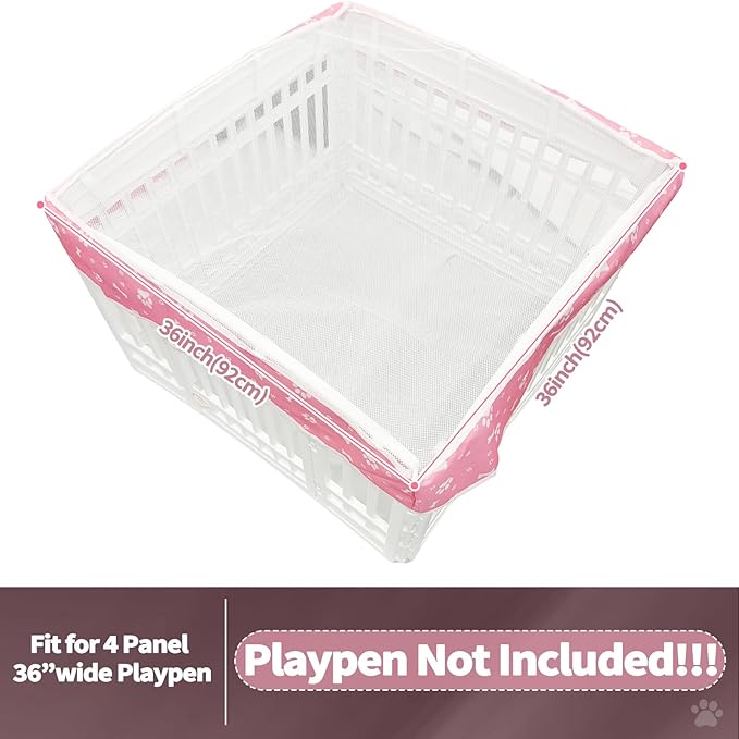 PJYuCien Dog Playpen Mesh Top Cover, Fits 36 Inch 4 Panels Regular Square - Image 2