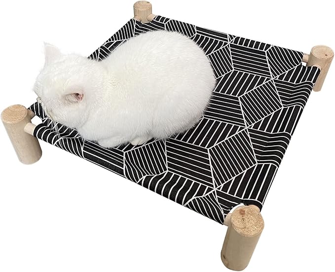 Pozico Cat/Dog Bed Hammock Cat Bed, Wooden Dog Elevated Indoor Outdoor Beds - Image 5