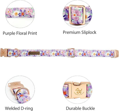 Elegant little tail Dog Collar, Rose Print Pet Collar Summer Dog Collar Durable - Image 2