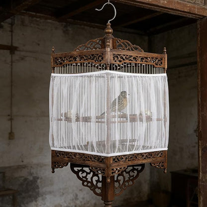 2 Pcs Bird Cage Cover Universal Bird Cage Seed Catcher, Breathable Nylon Mesh - Image 7