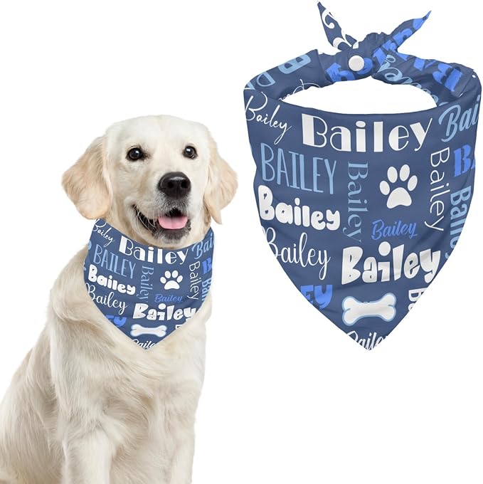 Personalized Dog Bandanas Custom Neckwear Name Button Anti-loosening Dog Scarf - Image 8