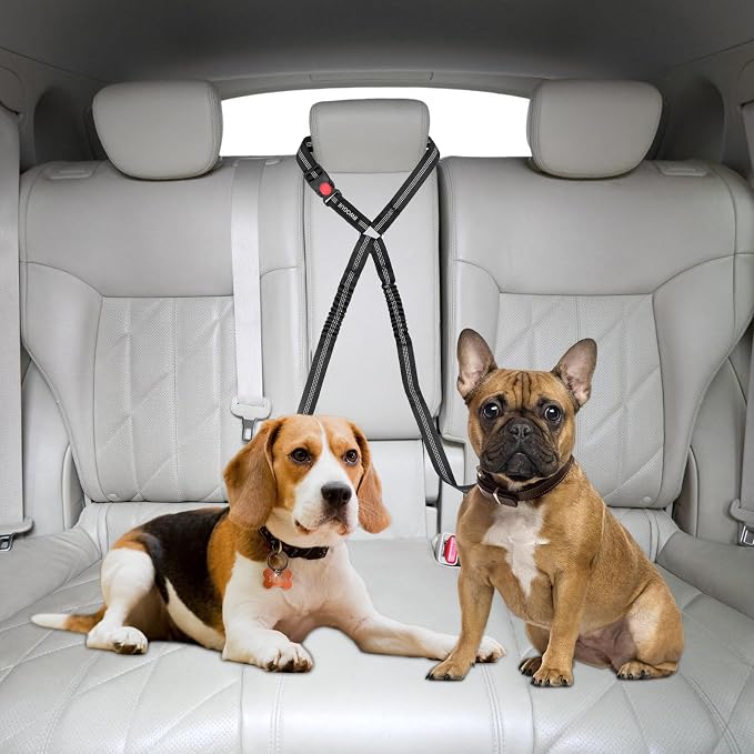 BWOGUE Double Dog Cat Seat Belts, Car Headrest Restraint Adjustable Travel Leash - Image 7