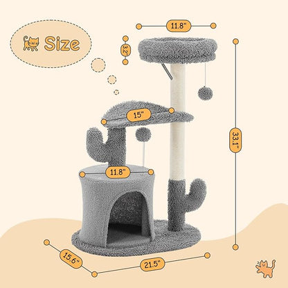 33 Inch Small Cat Tree Tower, Cat Tree - Image 3