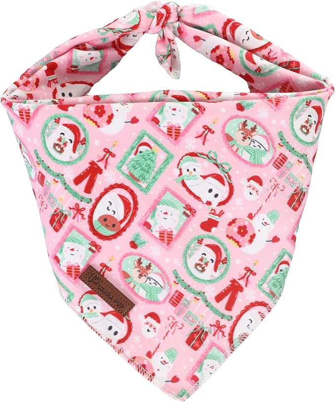 Christmas Dog Bandana–Adorable Happy Snowman Triangle Scarf by UPURARAPUP