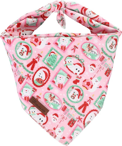 Christmas Dog Bandana–Adorable Happy Snowman Triangle Scarf by UPURARAPUP