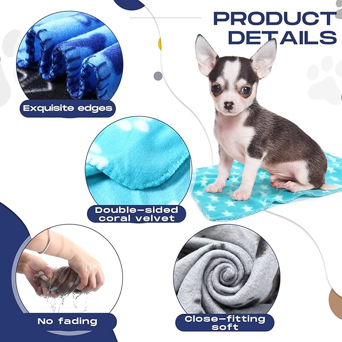 Chumia 28 Pieces Puppy Blanket Bulk Small Fleece Pet Blanket - Image 3