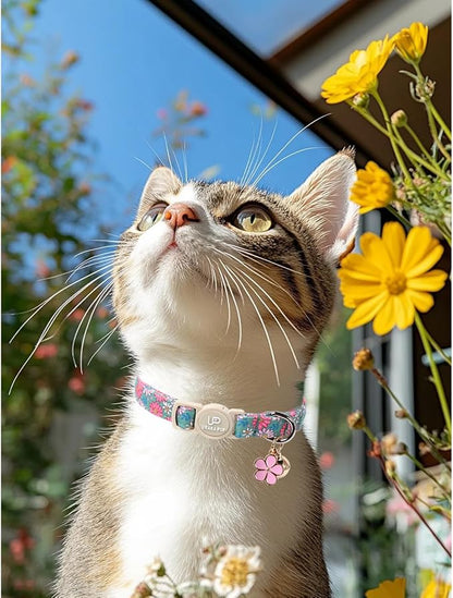 Cat Collar, Spring Green Leaf Flower Kitten Collar - Image 5