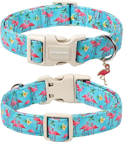 DOGWONG Spring Summer Dog Collar-Cute Flamingo Dog Collar, Adjustable Soft - Image 2
