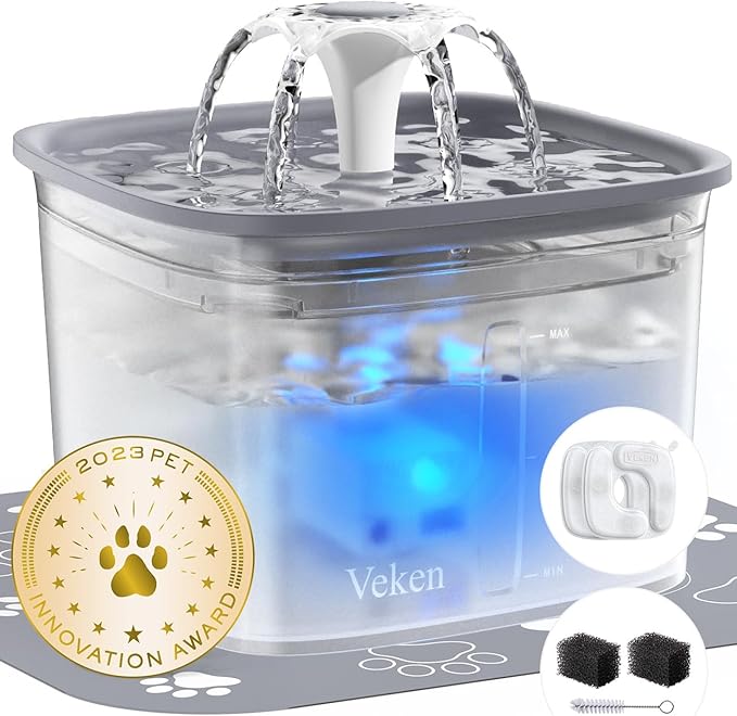 Veken Innovation Award Winner 95oz/2.8L Pet Fountain, Automatic Cat Water by Veken