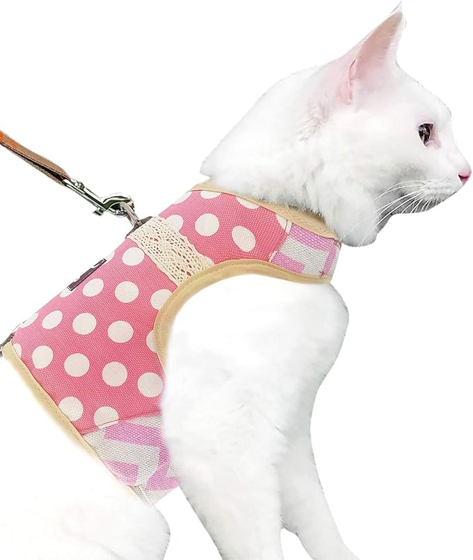 Cat Harness and Leash for Walking Escape Proof, Adjustable Cat Vest Harness by Yizhi+Miaow