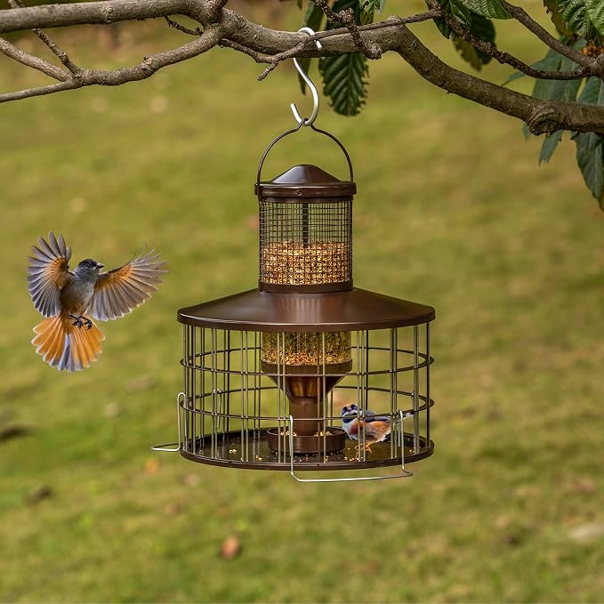 Upgraded Squirrel Proof Bird Feeders, 3Lbs Capacity Caged Bird Feeder, - Image 8