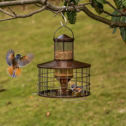Upgraded Squirrel Proof Bird Feeders, 3Lbs Capacity Caged Bird Feeder, - Image 8
