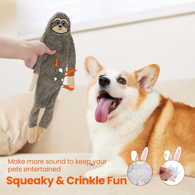 HGB No Stuffing Dog Toys for Aggressive Chewers, Squeaky Crinkle Plush Dog Toys - Image 2