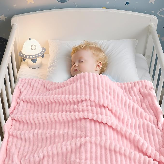 Soft Fleece Baby Blanket Ultra Cozy Pink Baby Blankets - Image 3