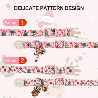 Christmas Cat Collar, Unique Style Paws Kitten Collars, Cute Pink Cats Collar - Image 2