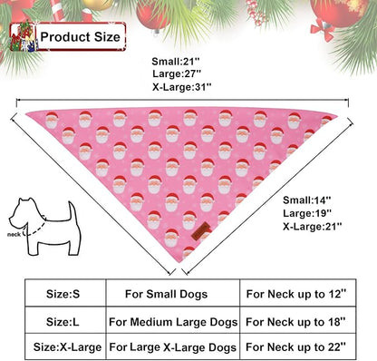 PTDECOR Christmas Dog Bandana, Santa Snowman Design Reversible Holiday Pet Scarf - Image 4