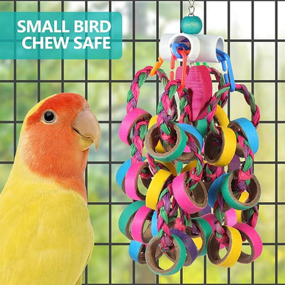 Bird Toys Conure Toys, Bird Parrot Foraging Shredder 24 Pcs Colorful Bagel - Image 5
