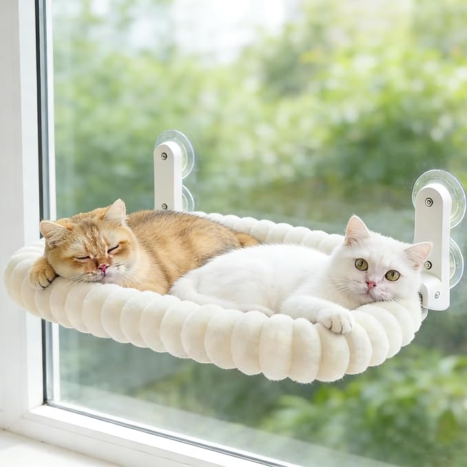 Cat Window Perch with Bolster, Cordless Foldable Cat Window Hammock with Strong by Zoratoo