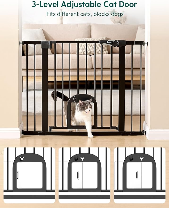 Babelio Baby Gate with Cat Door, CatPrivilege Ⅲ, Extra Wide 29-55" Cat Gate - Image 2