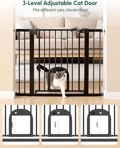 Babelio Baby Gate with Cat Door, CatPrivilege Ⅲ, Extra Wide 29-55" Cat Gate - Image 2