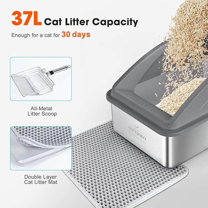 Stainless Steel Litter Box | XL Enclosed Cat Litter Boxs - Image 6