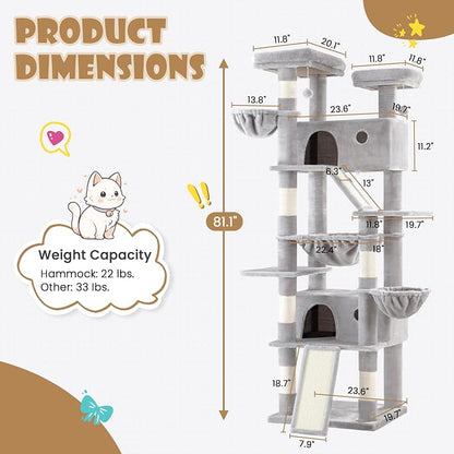 SHA CERLIN 81in Multi-Level Tall Cat Tree Tower - Image 2