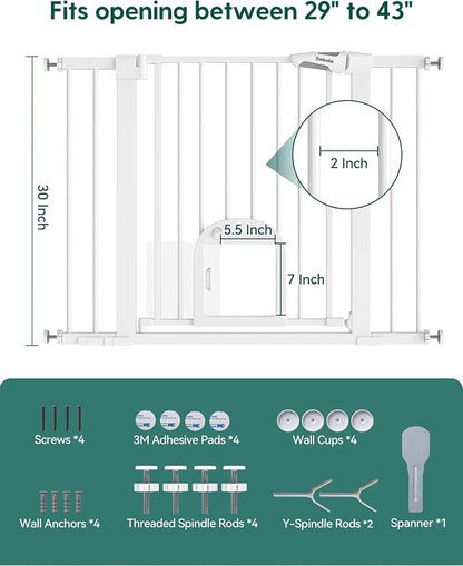 Babelio Baby Gate with Adjustable Cat Door, 29-43" Auto Close Durable Pet door - Image 8