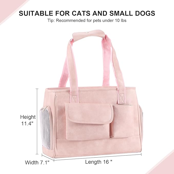 Dog Carrier Purse, Fashion Leather Pet Carrier Bag, Airline Approved Soft Sided - Image 3