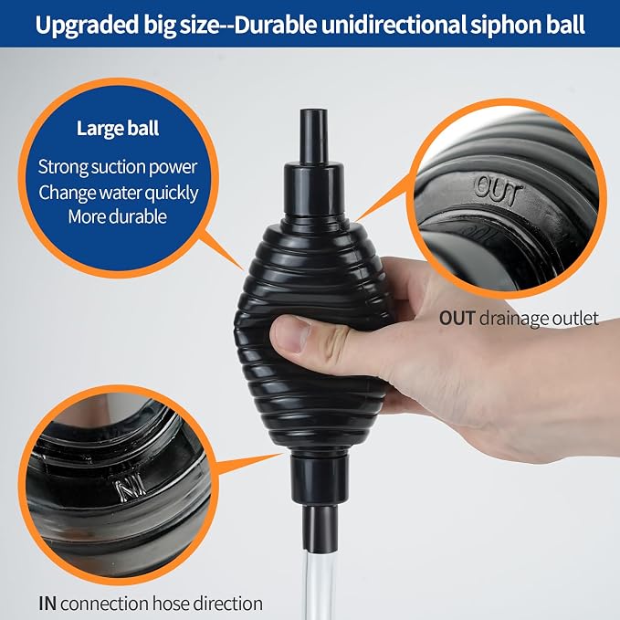 Aquarium Gravel Vacuum Cleaner, Fish Tank Water Changer, Hand Pump Siphon - Image 5