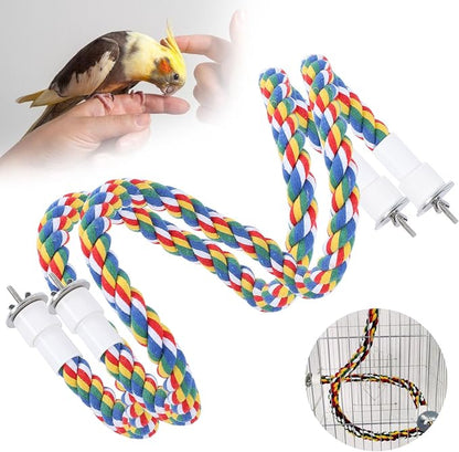 2PCS 60cm/23.6in Bird Rope Perch, 1.8cm Soft Cotton Parakeet Perches, Colorful - Image 3