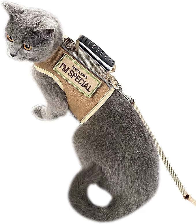Tactical Kitty Harness and Leash by Yizhi+Miaow