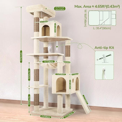 Globlazer Heavy Duty Cat Tree Tower, 70inch Sturdy Cat Tree - Image 6