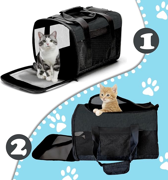Travel Carrier for Cats, Cat Soft-Sided Carriers Ventilated Breathable Foldable - Image 3